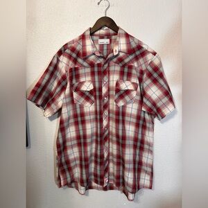 Wrangler Men’s Plaid Snap Button Shirt 3XL Red Western Short Sleeve